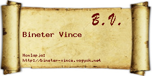 Bineter Vince névjegykártya